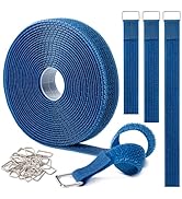 1" x16Ft Hook and Loop Straps with 25 Metal Buckles, Adjustable Fastening Cable Straps, Free Cut ...