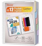 12 Pocket Project Organizer Folder by Dinceer, Letter Size Expandable File Organizer with 6 Color...