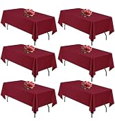 Burgundy 6 Pack Polyester Table Cloth 60 x 102 Inch, Rectangle Tablecloths for 6 Foot Tables Wash...