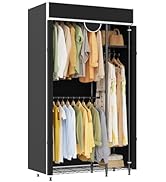Garvee Heavy Duty Clothes Rack with Cover, Adjustable Closet System, Portable Closet Wardrobe Org...