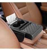 Cxprctpu 5-in-1 Car Armrest Cushion, Multifunctional PVC Leather Center Console Armrest Pillow El...