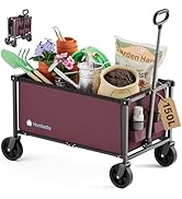 Hombetta Collapsible Wagon Cart with Wheels, 150L Lightweight Foldable Utility Cart, Portable Rol...