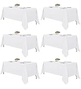 Fitable White Tablecloths for Rectangle Tables, 6 Pack - 70 x 120 Inches - Reusable and Washable ...