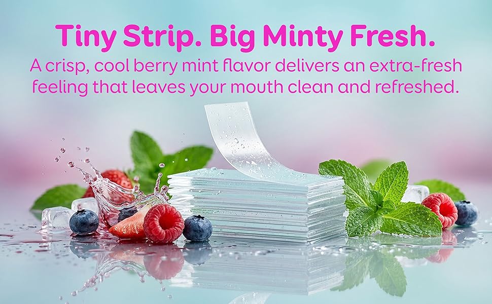 minty berry flavored breath strips listerine