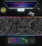 UJoowalk RGB Gaming Mouse Pad, Topographic Large, LED XL Keyboard and Mouse Pad, Desk Mat, 31.5 x...