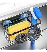 HOKEMOM Kitchen Sink Organizer with Sponge Holder &amp; Multifunctional Hooks - Dual Suction Cups (18...