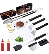 Griddle Accessries Kit, 12Pcs Stainless Steel Metal Spatula Set, Grill BBQ Spatula Utensils Set w...