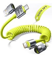 Jixivor Coiled Green Cable 4-in-1 USB C Cable 240W Compatible with Lightning Cable Fast Charging ...