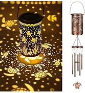 YHmall Sea Turtle Solar Wind Chimes for Outside, Bronze Windchimes Outdoor Sea Turtle Gifts for W...