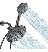 UltrTxenova Dual Shower Heads with Handheld Spray Combo, 8.6 Inch Pulsating Rain Shower Head, 6-M...