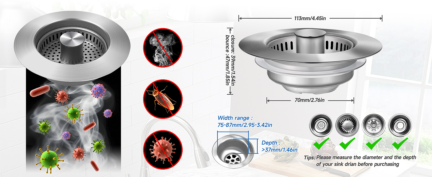 3 in 1 sink strainer