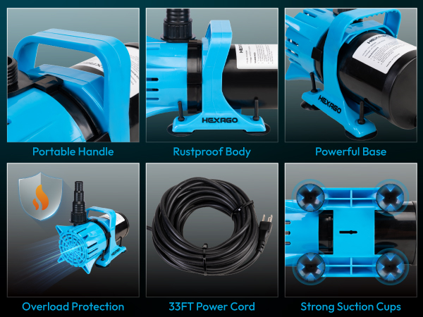 Pond Pump 1800GPH Hexago Submersible Water Pump pond pumps with filter