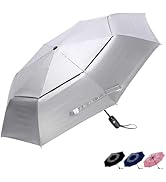 G4Free UPF 50+ UV Protection Travel Umbrella 42/46 Inch Windproof Silver Coating Sun Blocking Umb...