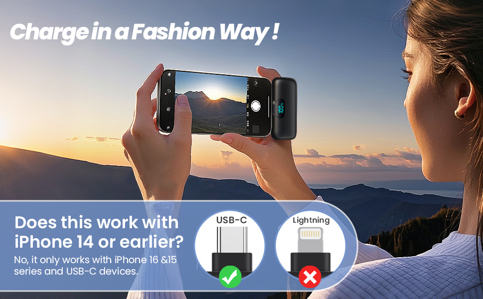 Portable Charger for iPhone 16/15 Series, 5000mAh 3A PD USB C Power Bank