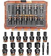 Crosstar 14Pcs 1/4" Impact Universal Joint Socket Set,5-15mm Wobble,6-Point | Swivel Socket Set, ...