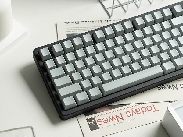 womier retro pbt keycaps light grey side printed shine through keycaps double shot OEM profile