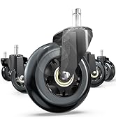 HOLKIE Office Chair Wheels Roller Blade Caster 11x22mm All Black 3 Inch Chair Wheels for Office R...