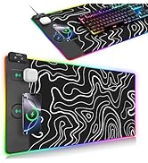 Wireless Charging Mouse Pad, RGB Gaming Mousepad, 31.5"x15.7" Extra Large Desk Pad, 13 Light Mode...