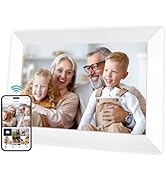 Connected Seasons 8” WiFi Digital Picture Frame (White Color) – HD Touchscreen, Instant Photo &amp; V...