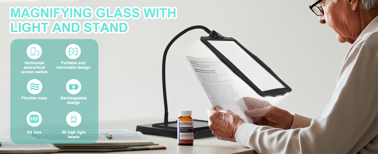 Magnifying Glass with Light and Stand