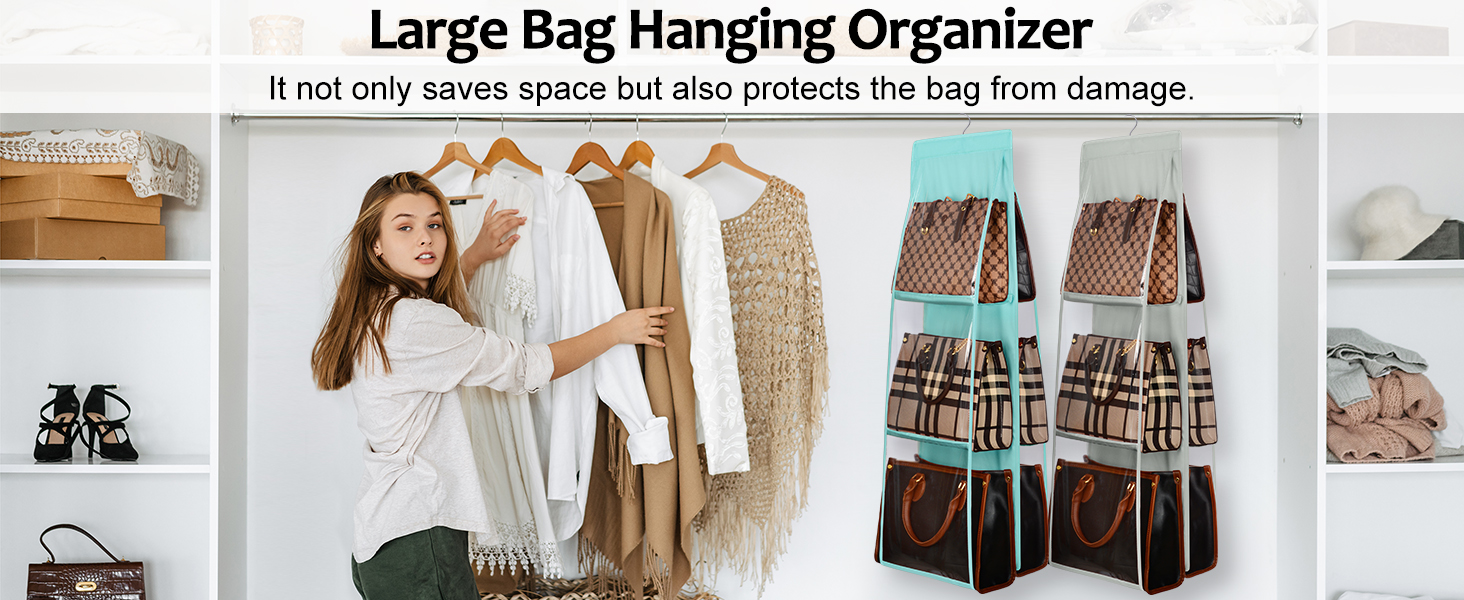 Purse Holder for Closet, Hanging Handbag Purse Organizer, Hand Bag Organizer Closet