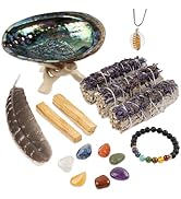 Wish Well Sage Smudge Kit - 3 Lavender Sage Sticks, 2 Palo Santo Sticks, Abalone Shell, Stand, Fe...