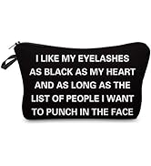 Deanfun Cosmetic Bag for Women, Letters Printing Waterproof Makeup Bags Roomy Black Toiletry Pouc...