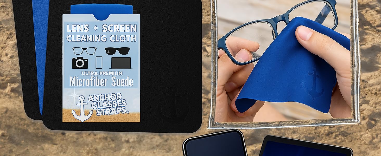 glasses cleaning cloth lens camera wipes microfiber cleaning cloth anchor glasses straps grips