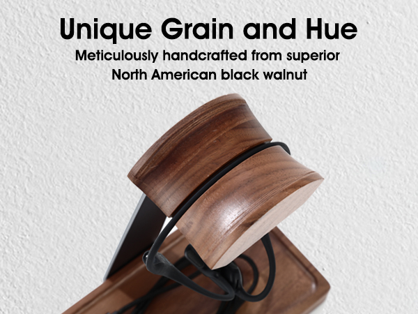 NIRVASH Walnut Wood &amp; Aluminum Headset Holde M