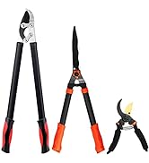 Lopper Hedge Shear &amp; Pruner Combo Set, YRTSH 3-Piece Gardening Tool, Heavy Duty Tree &amp; Shrub Care...