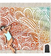 Hiwoss Beach Blanket Waterproof Sandproof Oversized 95”x 80”,Sand Free Beach Mat with Corner Pock...