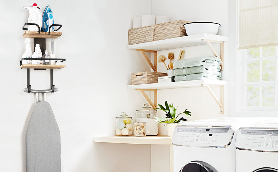 home organization and storage for ironing board