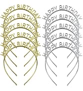 Lawie 10 Pack Bulk Gold Silver Happy Birthday Headbands Thin Plain Blank Hard Base Plastic Headba...