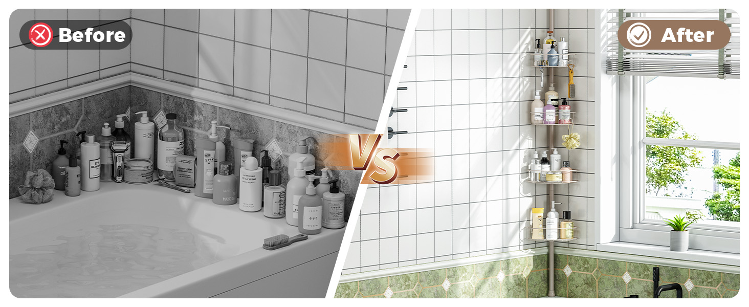 Urackify Corner Shower Caddy Tension Pole