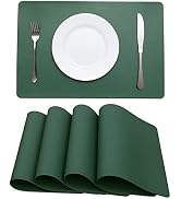 Faux Leather Placemats HeloHo Green Table Place Mats Set of 4 Waterproof Oilproof Heat Stain Resi...
