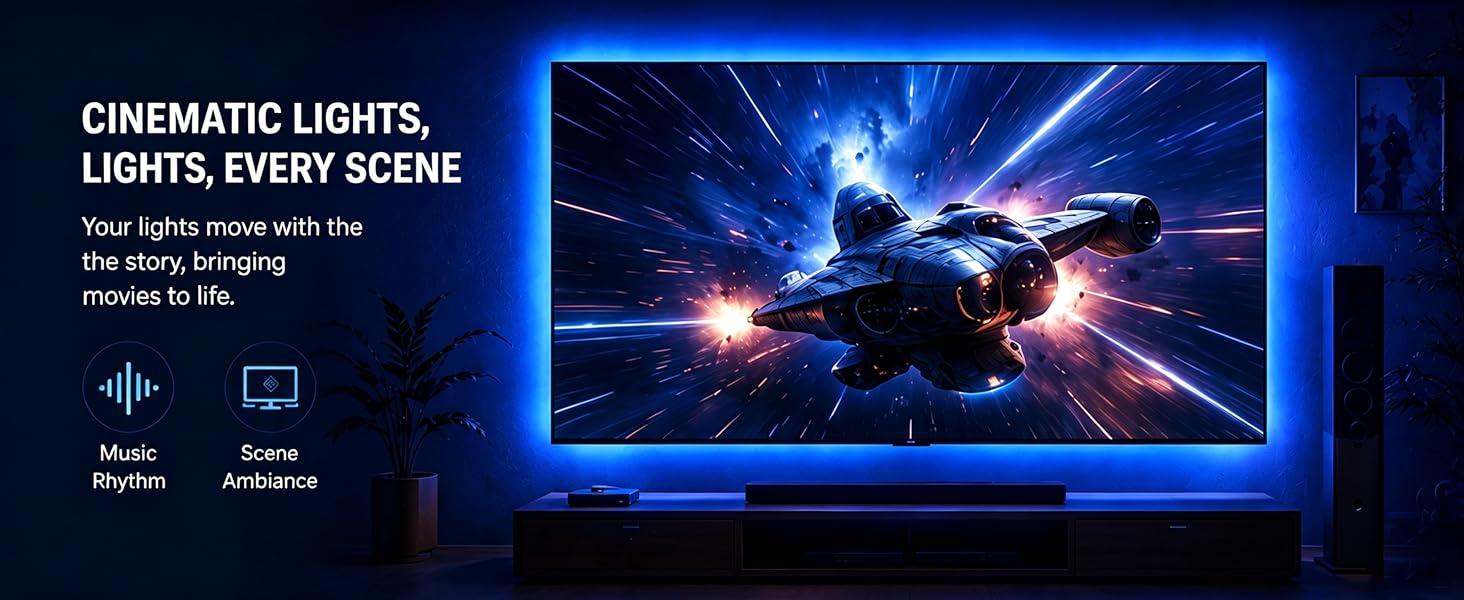 Cinematic lighting that moves with the story. Brings every scene to life with vivid ambiance.