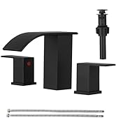 RUMOSE 8 inch Bathroom Faucets Set Matte Black Bathroom Sink Faucet 3 Hole with Pop Up Drain Wide...