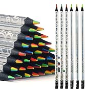 nsxsu 12 Pcs 7 in 1 Rainbow Pencils for Kids, Rainbow Colored Pencil Fun Pencils Multi color Penc...