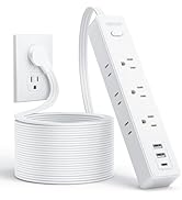 NTONPOWER Flat Extension Cord 15 ft, 1080J Surge Protector with Long Cord, 1625W Overload Protect...