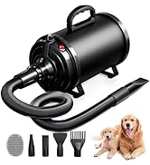 Blanlody Dog Dryer Pet Hair Blower High Velocity for Grooming, Blow 3800W/5.2HP for Large Dogs Se...
