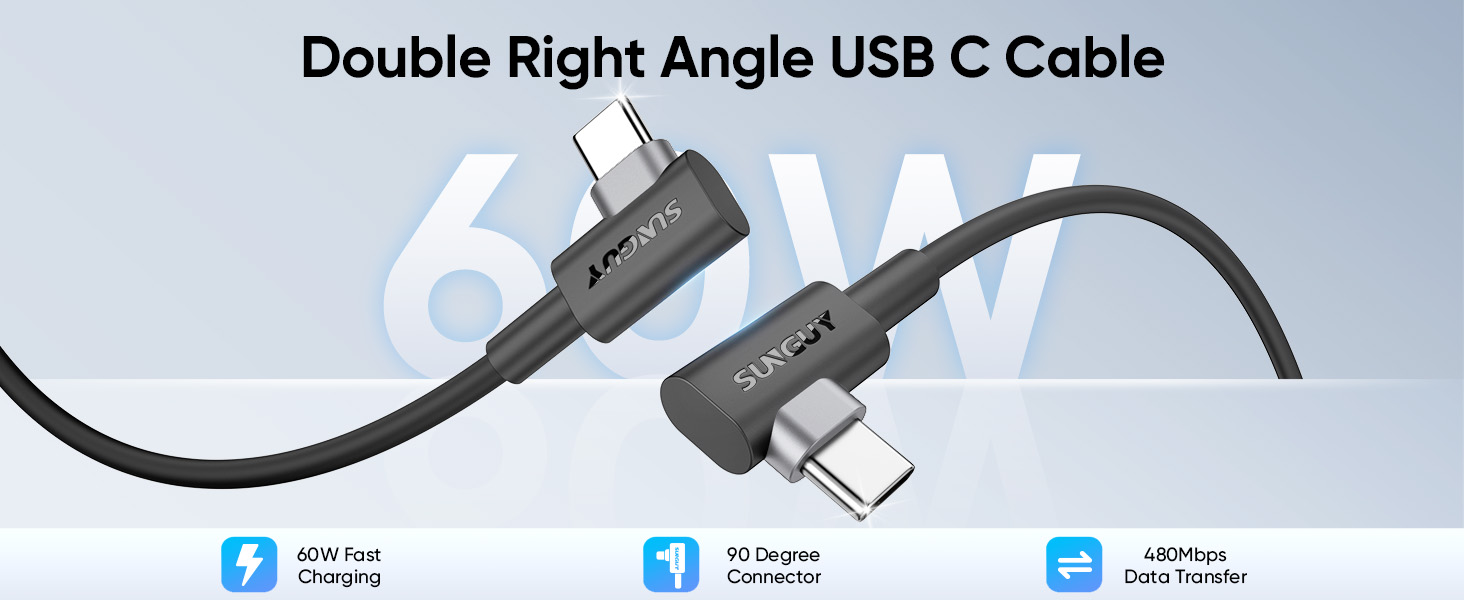 USB C to USB C Right Angle Cable