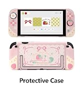 GeekShare Strawberries with Cream Case Compatible with Switch 2, Slim Separable Soft Silicone Pro...
