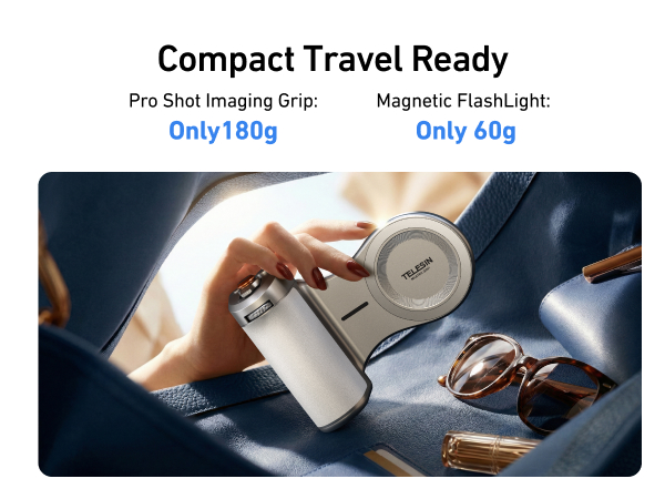 magnetic phone camera grip with selfie light