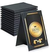 FLKQC 12 Pack Double-Sided Menu Holders 4"x 6", PU Leatherette A-Frame Table Tents for Restaurant...