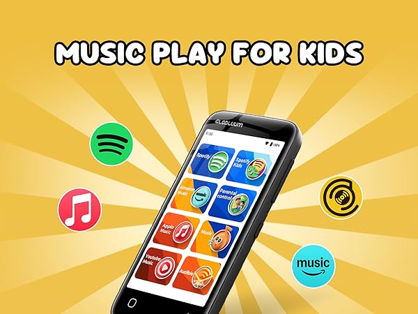 A kid-friendly MP3 player with music apps like Spotify, Apple Music, and Audible preloaded.