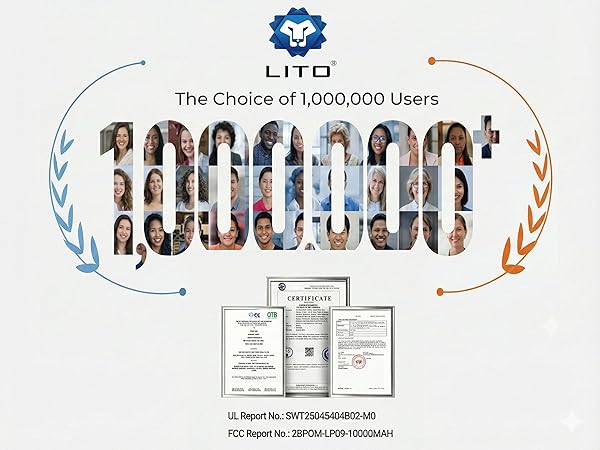 LITO magnetic power bank 1 million users UL FCC CE certified safety trusted brand