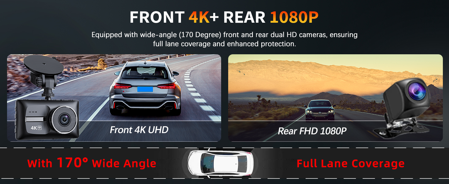 170° Wide Angle Front and Rear Camera