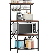 Furologee Kitchen Bakers Rack with Hutch, Coffee Bar Station 4 Tiers, Microwave Oven Stand with 6...