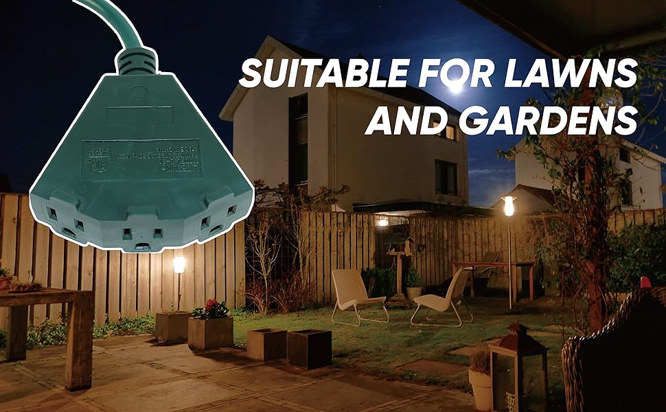 triple tap electric electrical connector outlets multiple backyard lawn power tools extension multi
