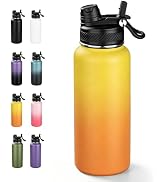 32 oz Insulated Water Bottle with 2-in-1 Straw and Spout Lid,Double Wall Vacuum Sports Water Bott...